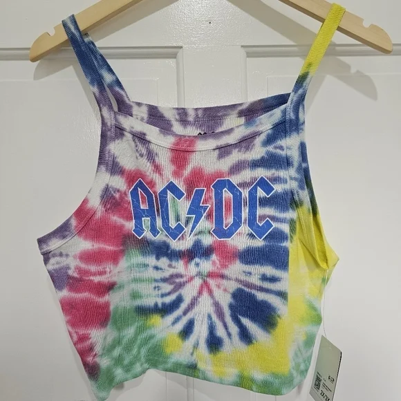 Forever 21 Tie-Dye AC/DC Cropped Cami Spaghetti-strap Size Juniors 2X/3X - Picture 4 of 12